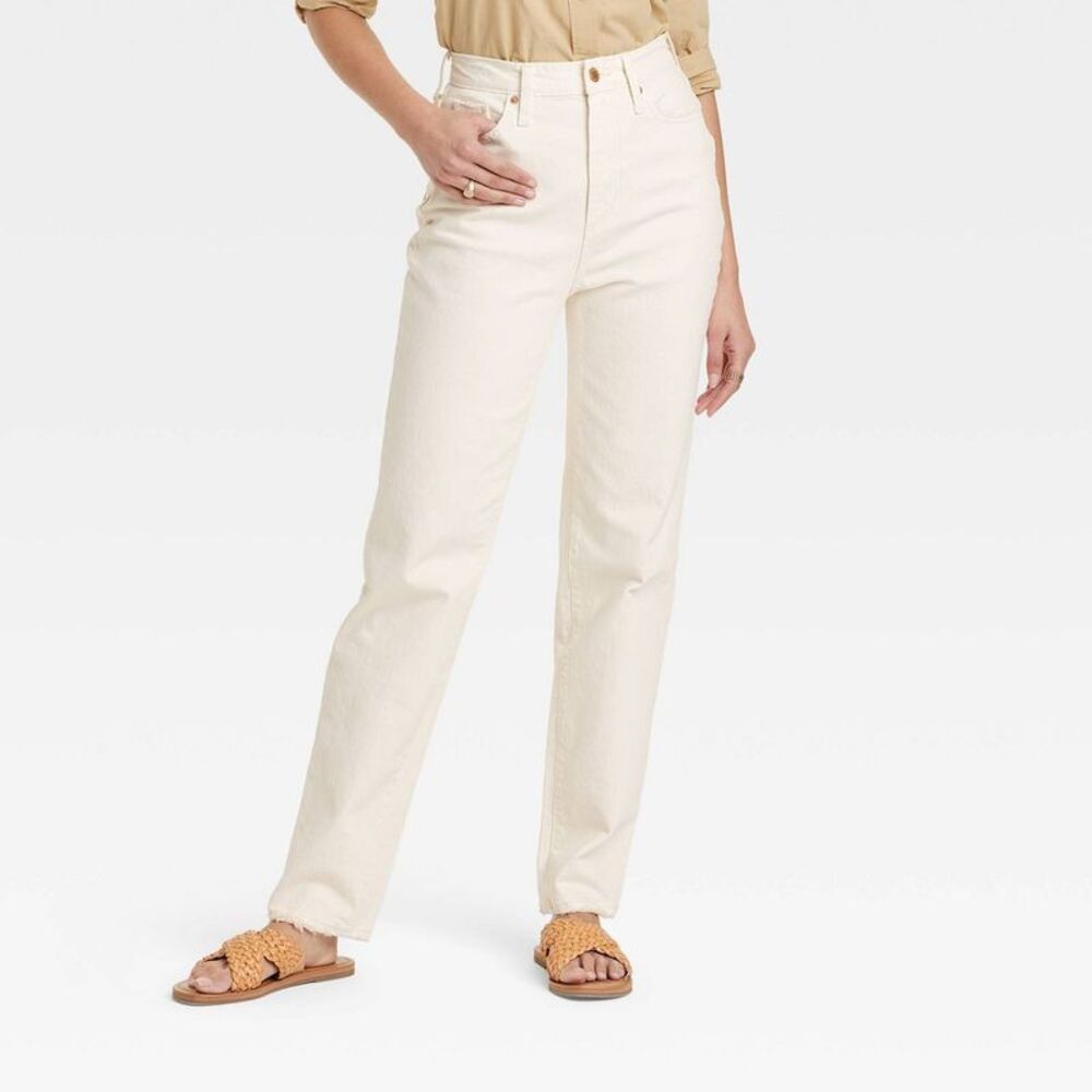 Universal Thread - Universal Thread Women's High-Rise Straight Distre Off-White